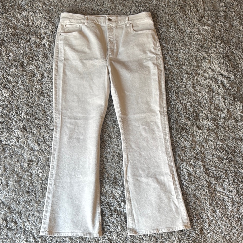 Ann Taylor Cream Flare Wide Leg Jeans